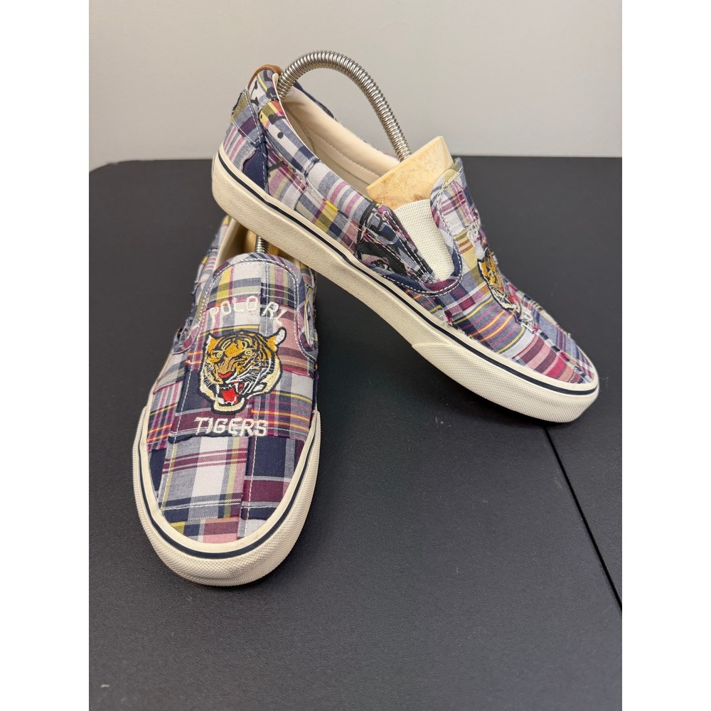 Polo Ralph Lauren Keaton Slip On Plaid Tiger Patchwork Shoes Mens Size 9 - Picture 2 of 13